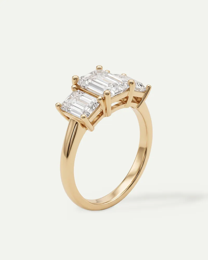 BRG6028, three-stone ring shown in yellow gold
